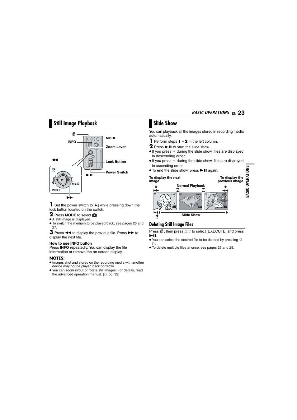 Still image playback, Slide show | Victor GZ-MC100 User Manual | Page 23 / 69