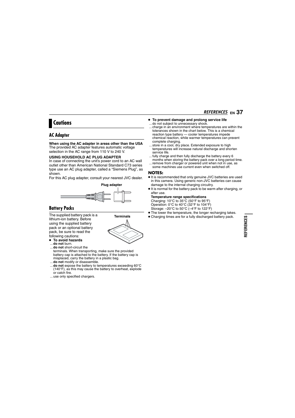 Cautions | Victor GZ-MC100 User Manual | Page 37 / 69