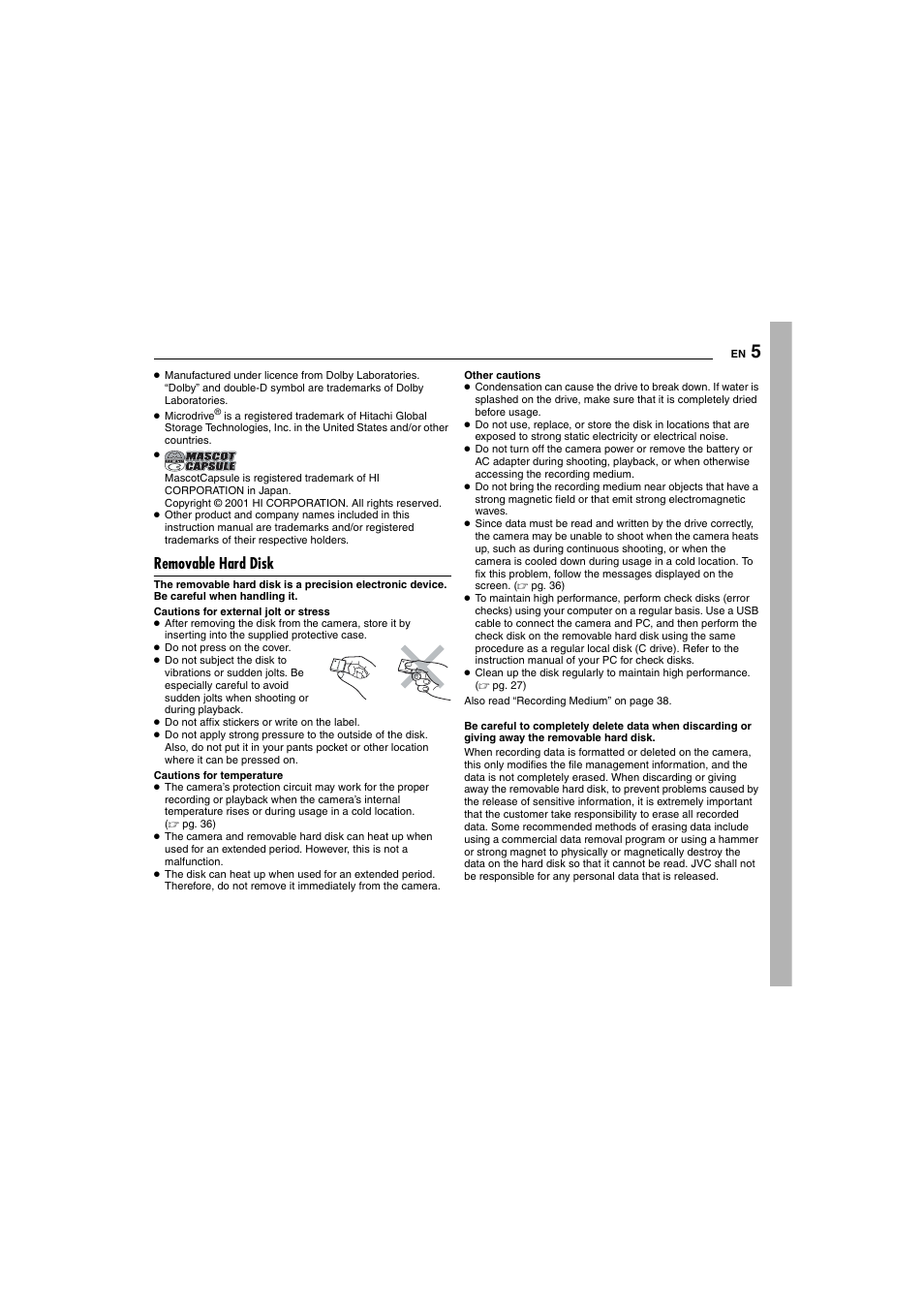 Removable hard disk | Victor GZ-MC100 User Manual | Page 5 / 69