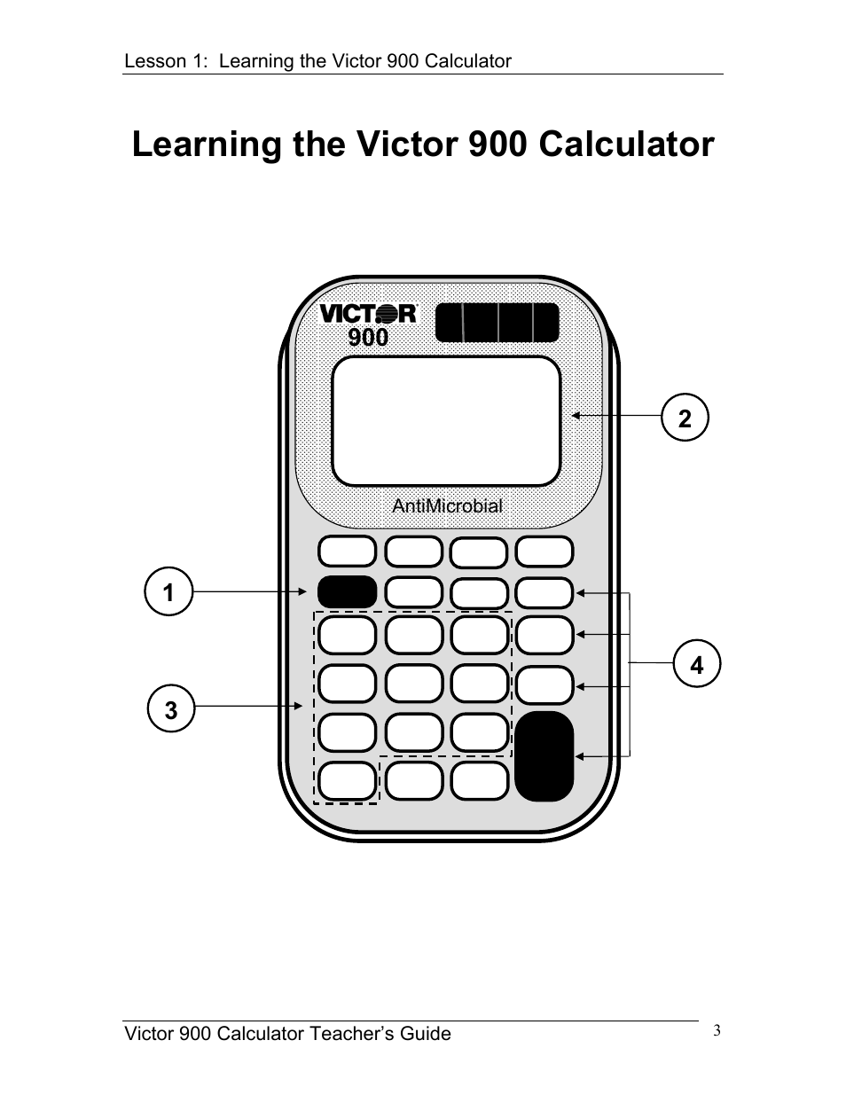 Learning the victor 900 calculator | Victor 900 User Manual | Page 3 / 62