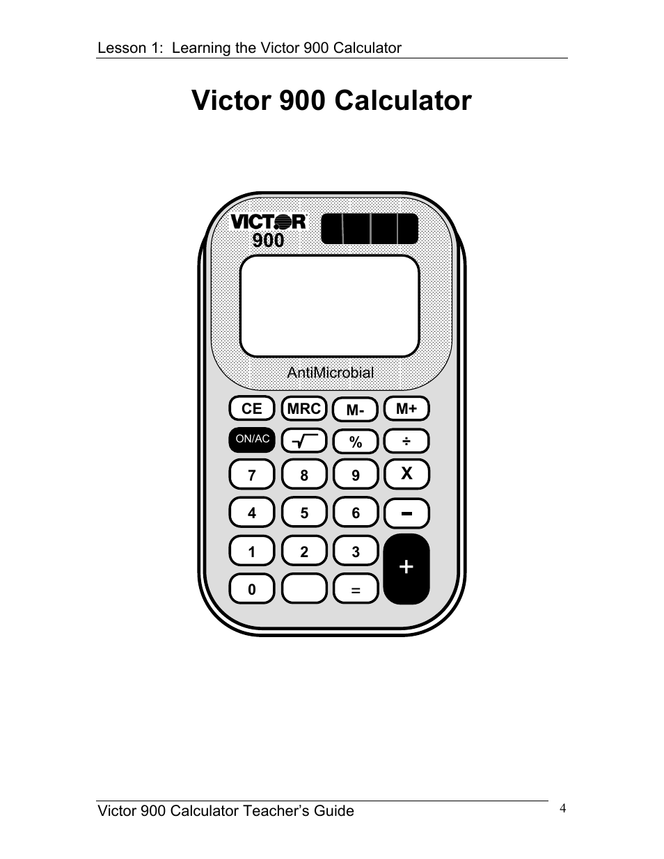 Victor 900 calculator | Victor 900 User Manual | Page 4 / 62