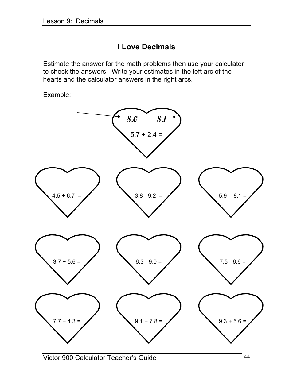 I love decimals | Victor 900 User Manual | Page 44 / 62