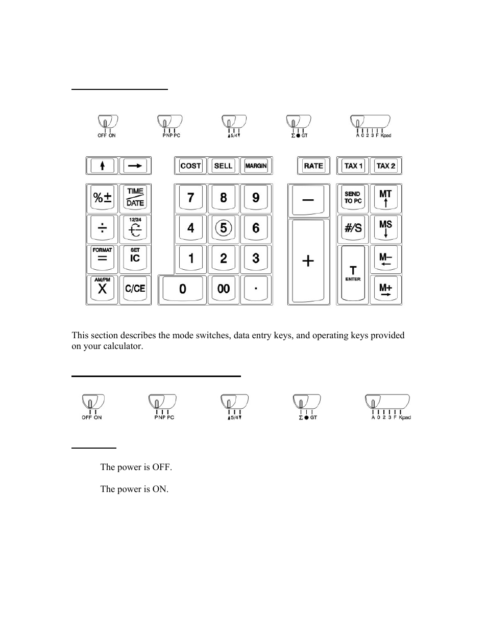 Keyboard layout, Key and slide switch features | Victor 1280-7 User Manual | Page 4 / 13