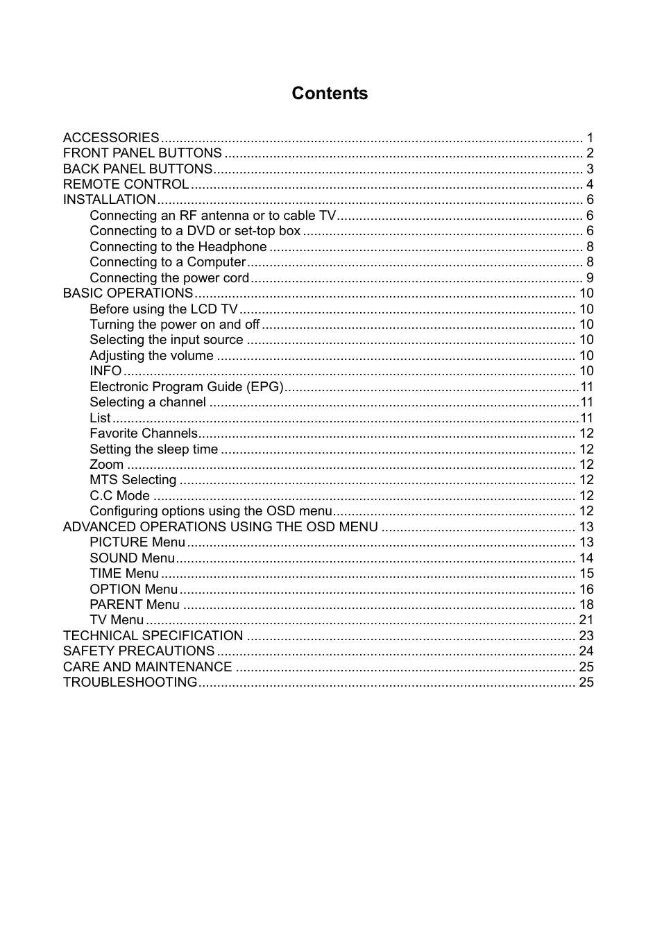 V7 22" LCD TVs LTV22HD User Manual | Page 3 / 28