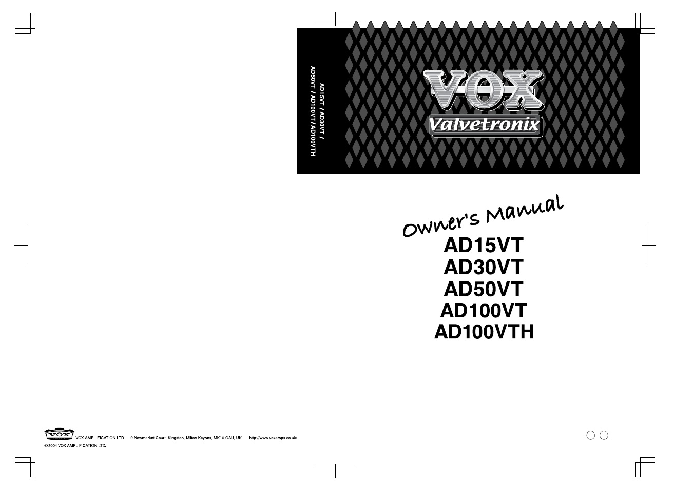 Vox AD100VT User Manual | 36 pages