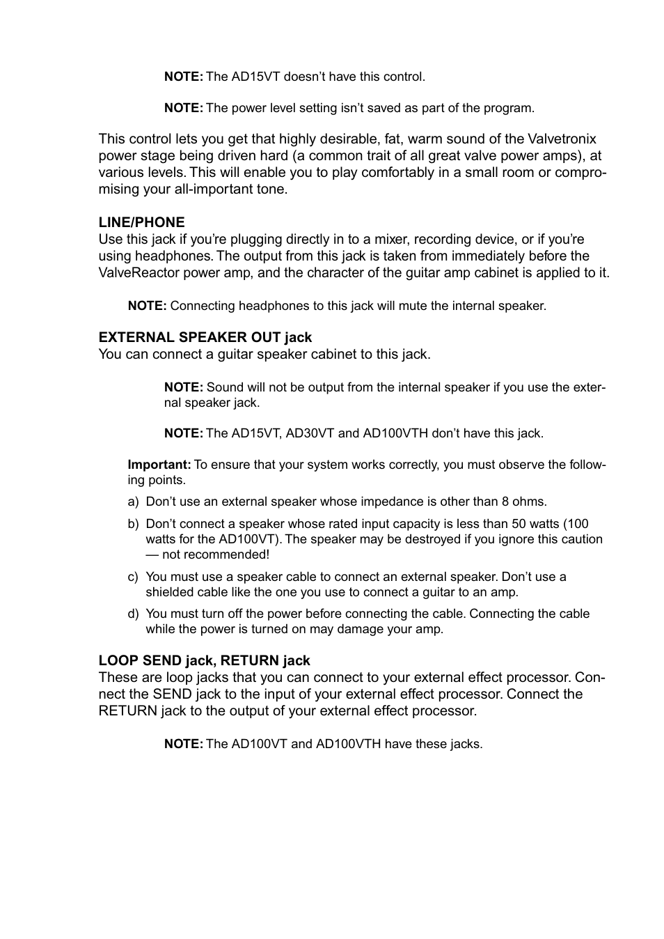 Vox AD100VT User Manual | Page 12 / 36