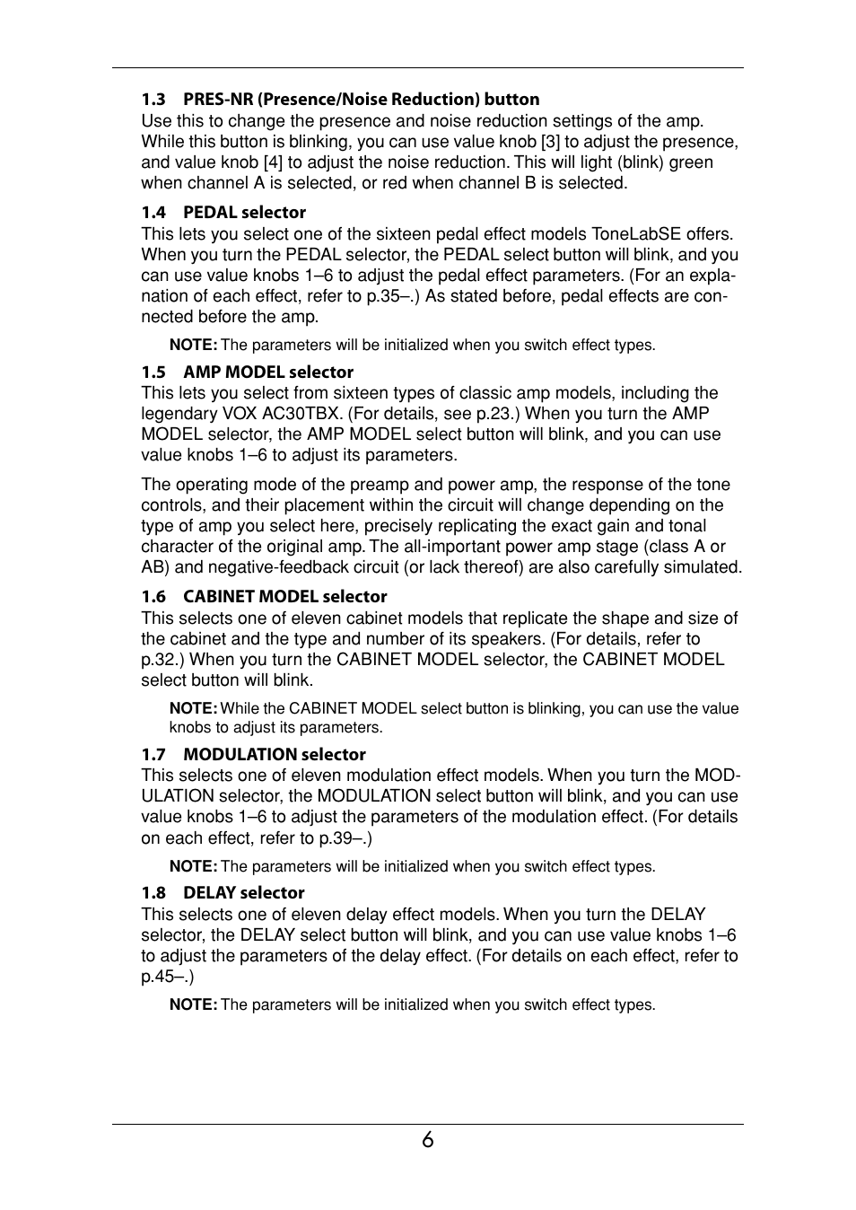 Vox Valvetronix ToneLab SE User Manual | Page 16 / 82
