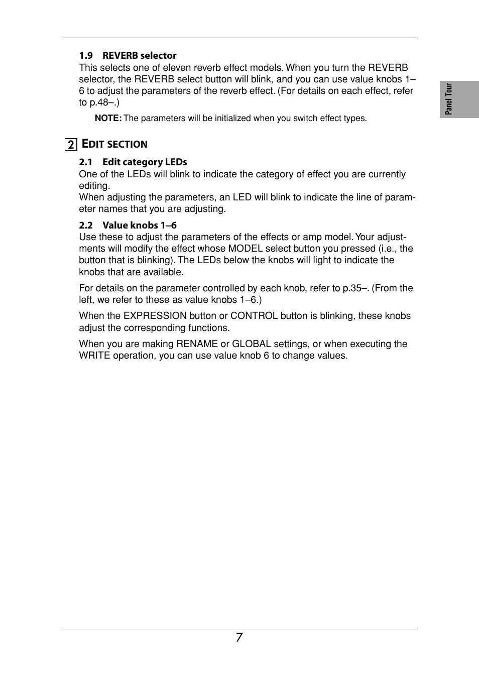 Edit section | Vox Valvetronix ToneLab SE User Manual | Page 17 / 82