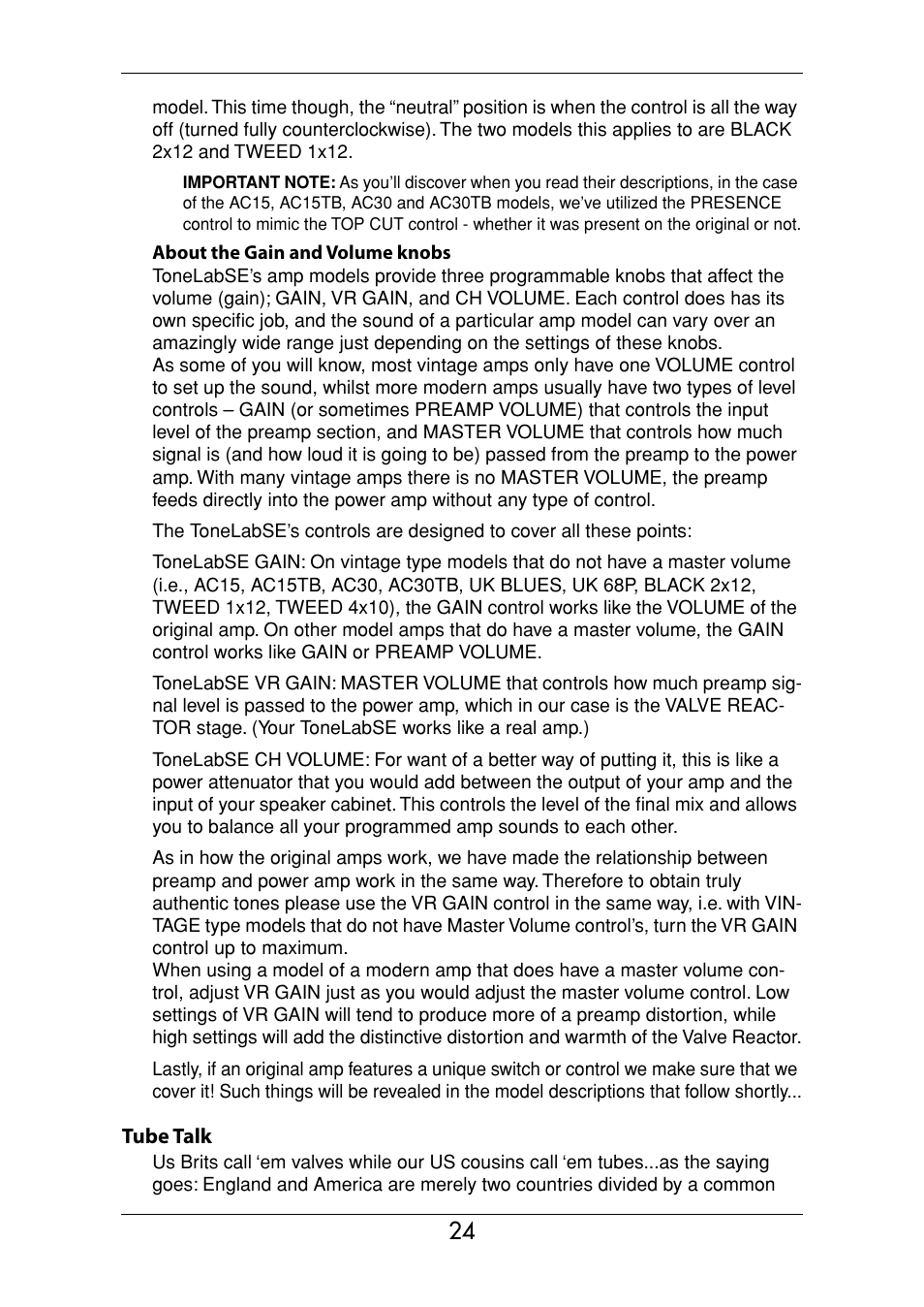 Vox Valvetronix ToneLab SE User Manual | Page 34 / 82