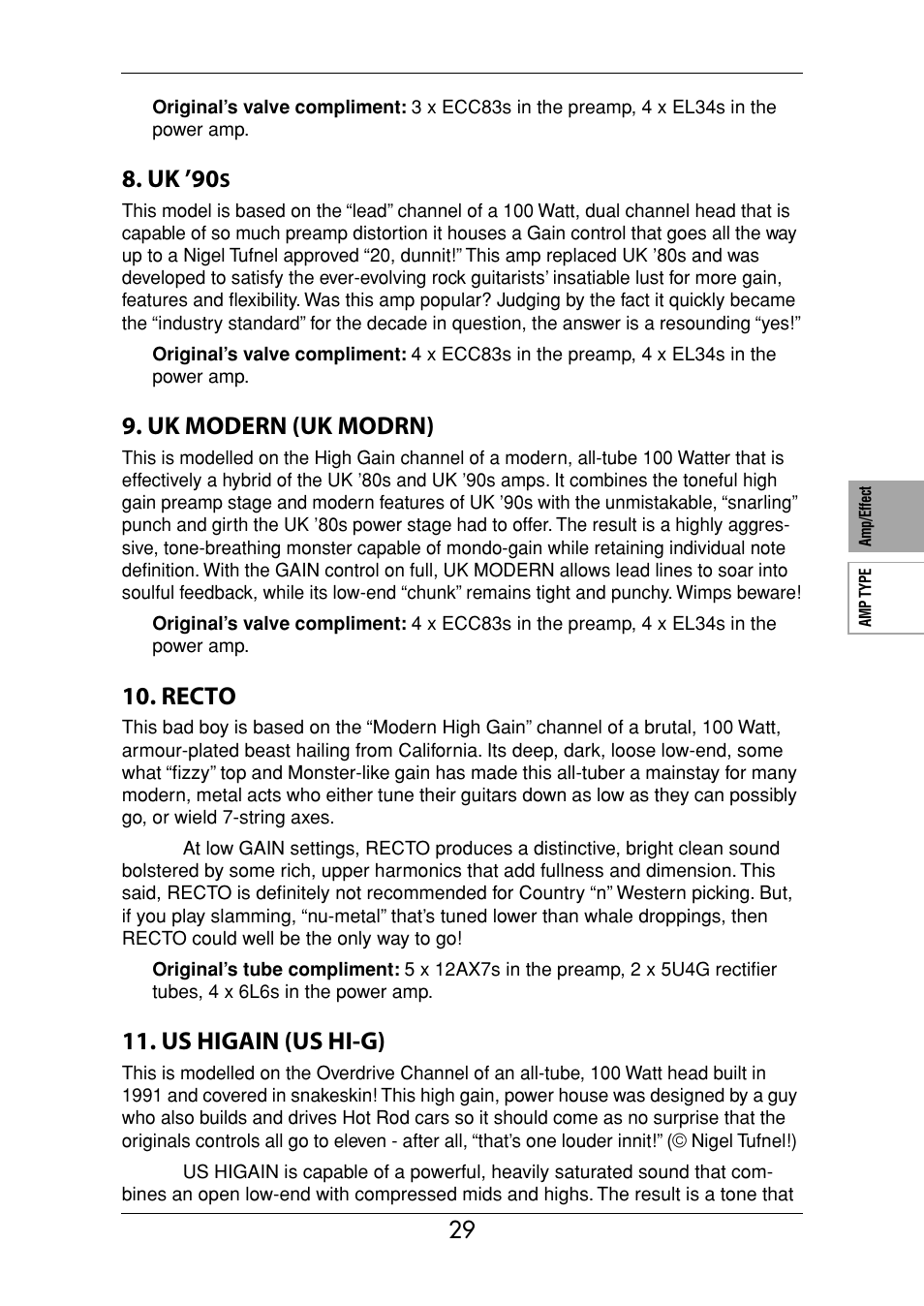 Uk ’90, Uk modern (uk modrn), Recto | Us higain (us hi-g) | Vox Valvetronix ToneLab SE User Manual | Page 39 / 82