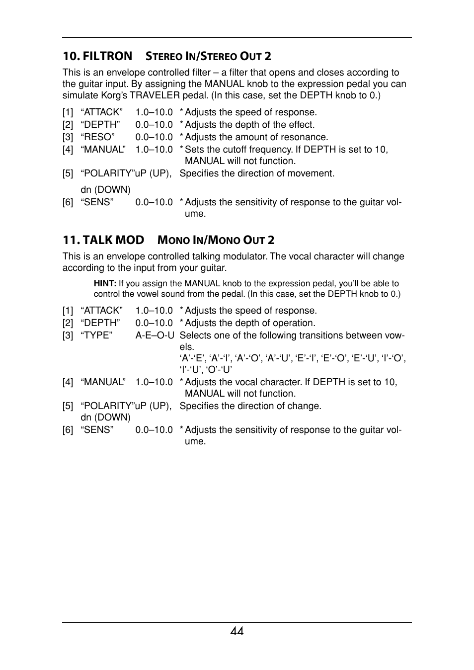 Filtron s, Talk mod m | Vox Valvetronix ToneLab SE User Manual | Page 54 / 82