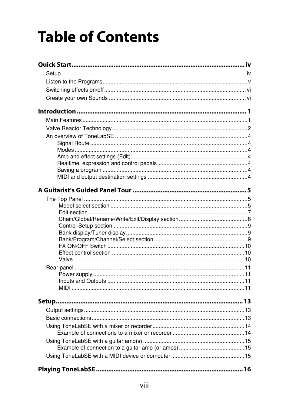 Vox Valvetronix ToneLab SE User Manual | Page 8 / 82
