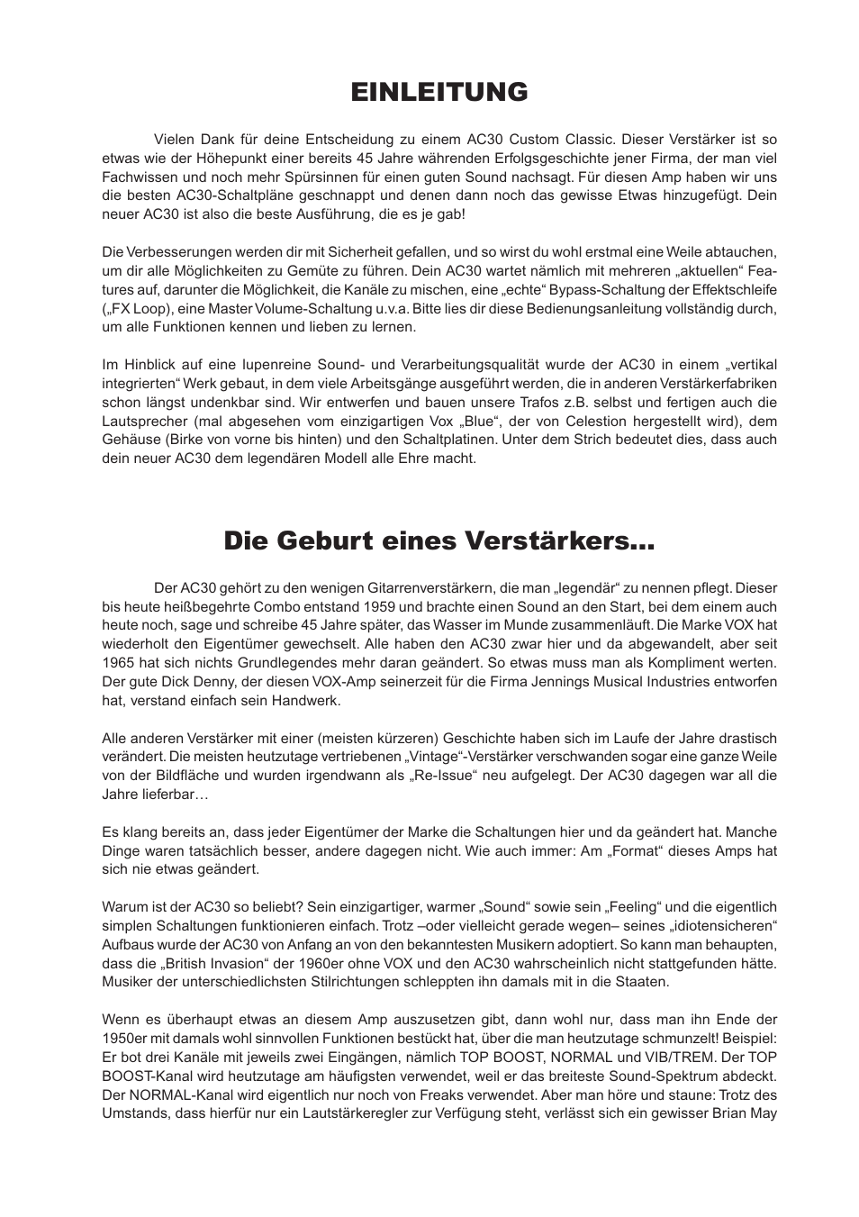 Einleitung, Die geburt eines verstärkers | Vox AC30CC2X User Manual | Page 23 / 41