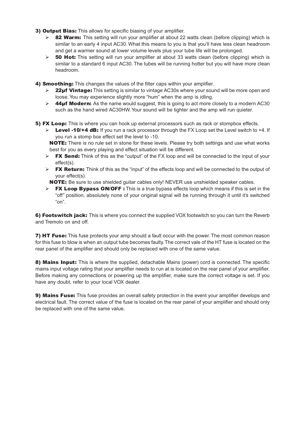 Vox AC30CC2X User Manual | Page 9 / 41