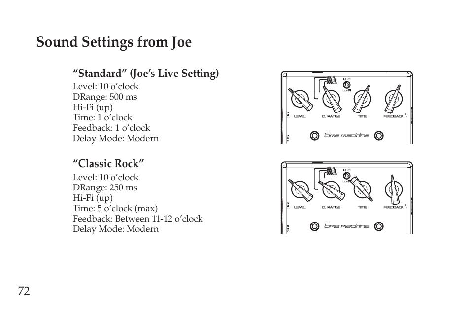 Sound settings from joe | Vox Pedal User Manual | Page 57 / 63