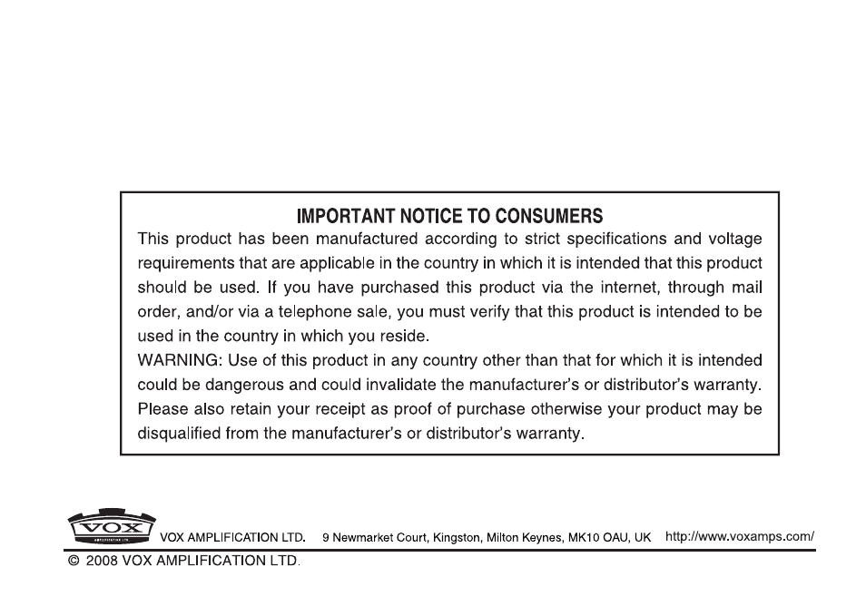 Vox Pedal User Manual | Page 63 / 63
