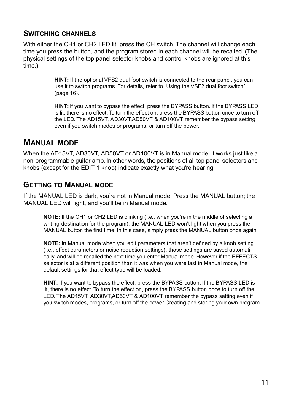 Manual mode | Vox VALVETRONIX AD50VT User Manual | Page 15 / 36