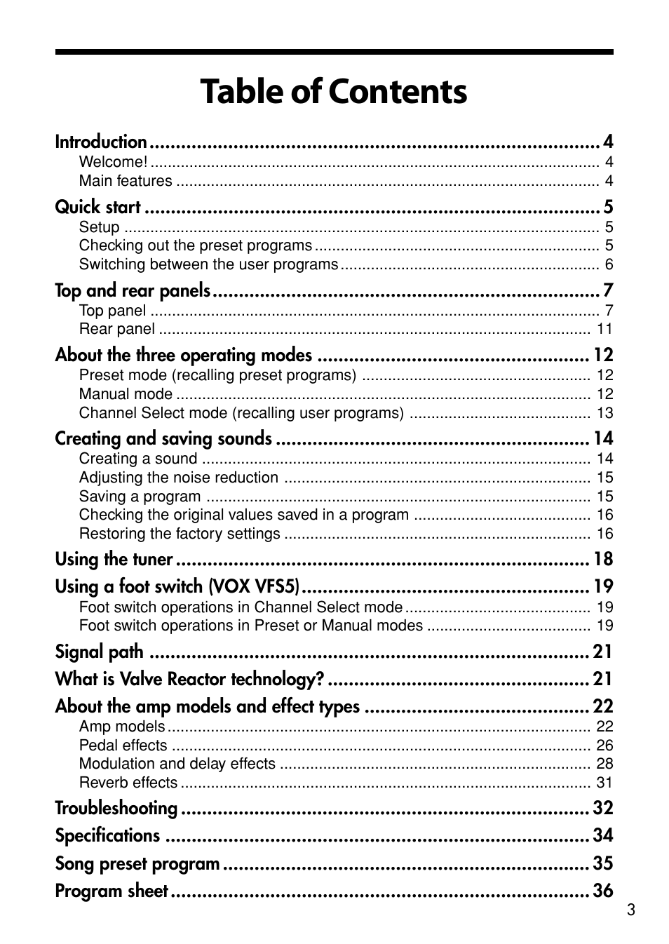 Vox VT80+ User Manual | Page 3 / 40