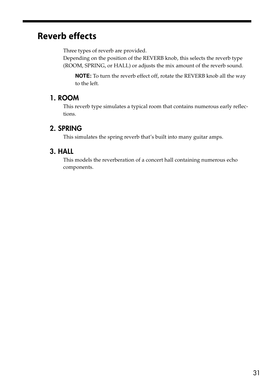 Reverb effects | Vox VT80+ User Manual | Page 31 / 40