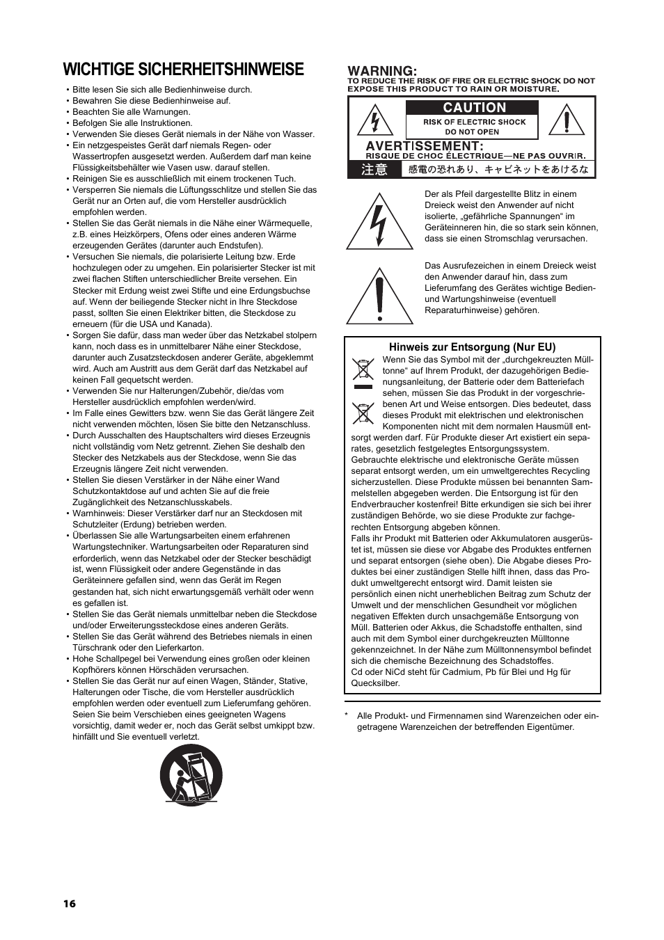 Deutsch, Wichtige sicherheitshinweise | Vox AC15VR User Manual | Page 15 / 35