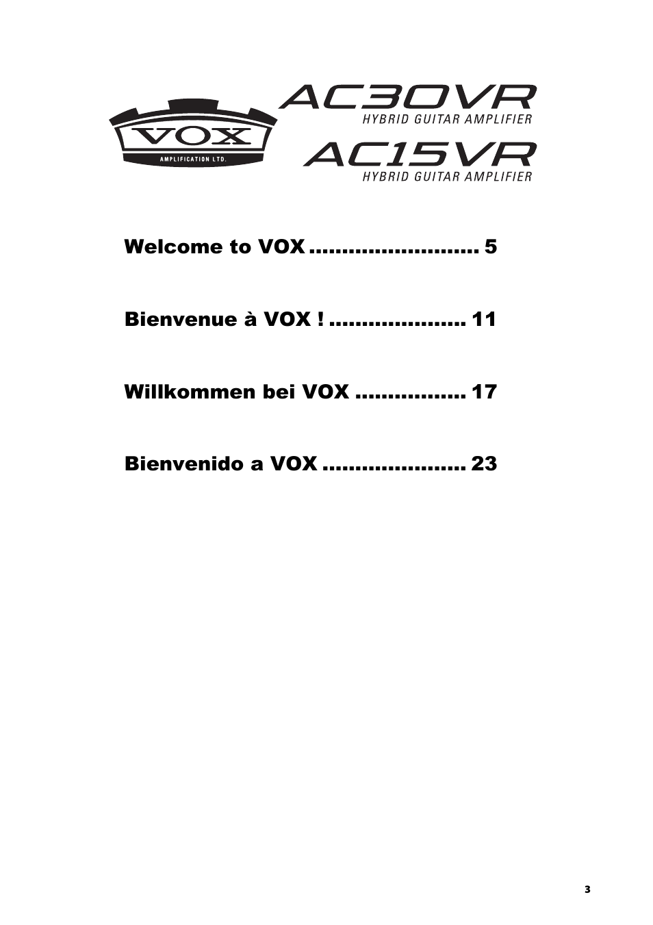 Vox AC15VR User Manual | Page 2 / 35