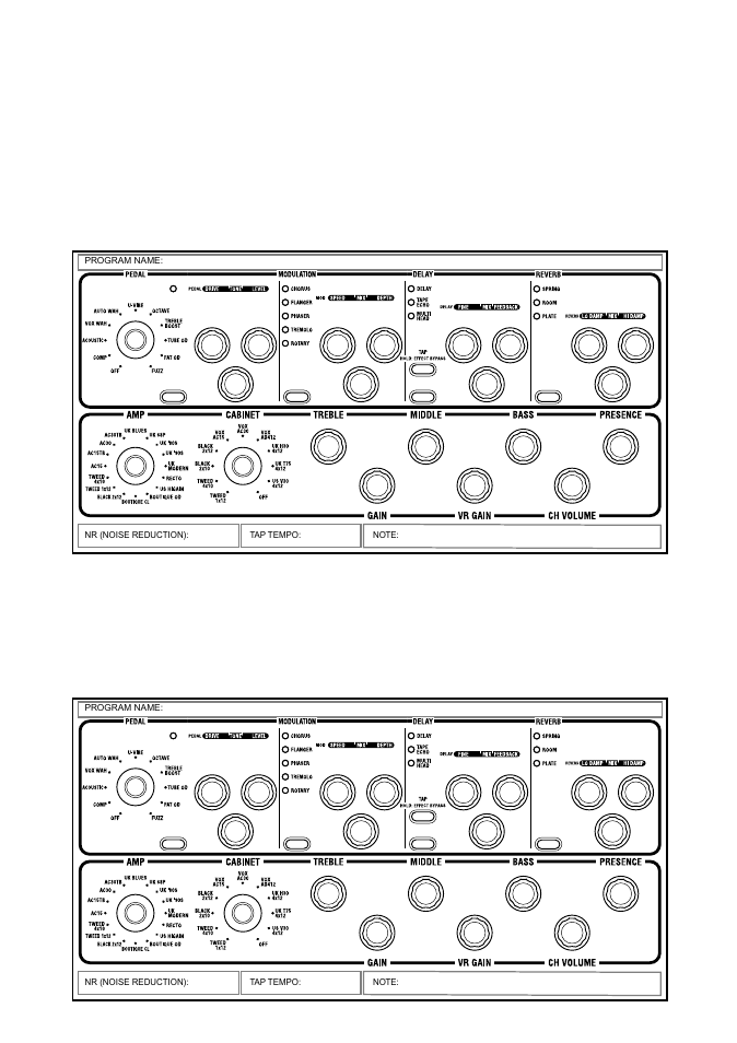 Program sheet | Vox E 1 User Manual | Page 75 / 76