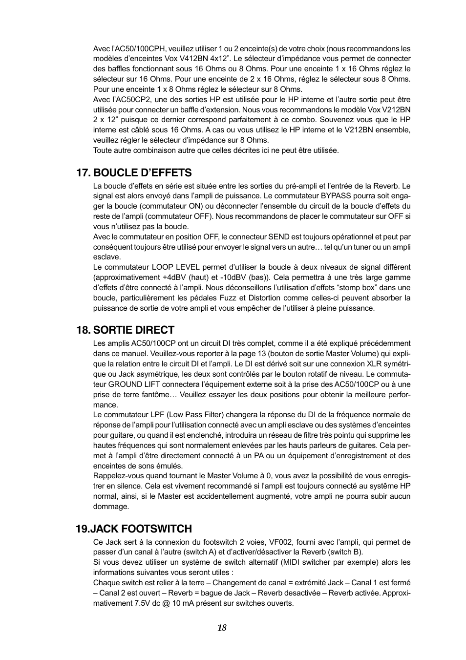 Vox AC50CP2 User Manual | Page 18 / 39
