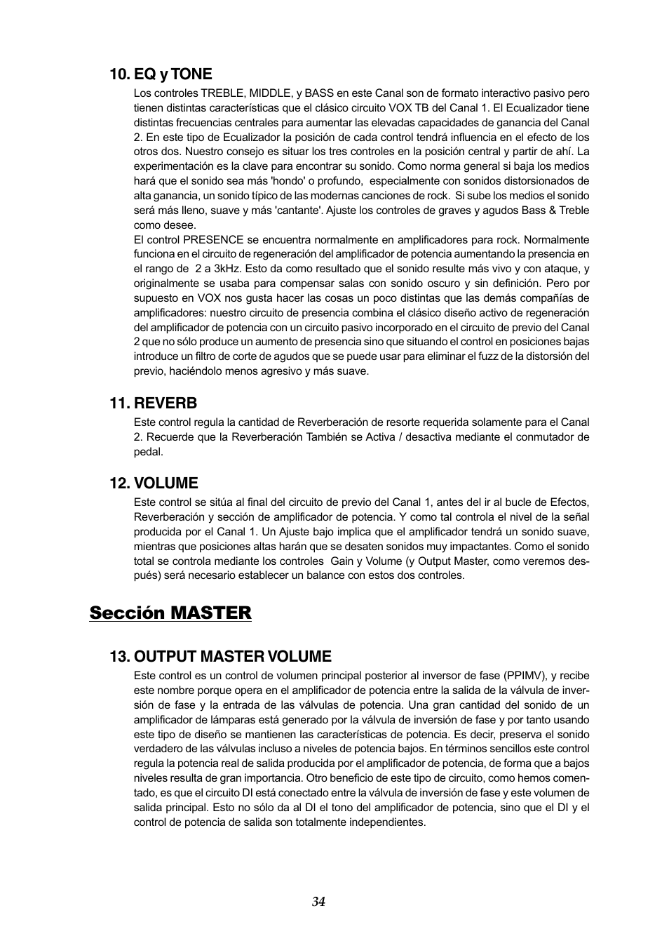 Sección master | Vox AC50CP2 User Manual | Page 34 / 39