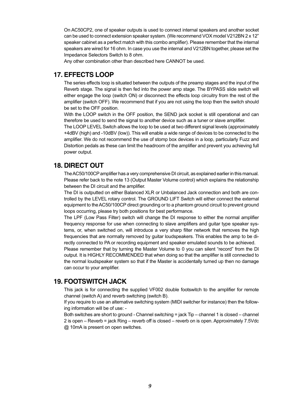 Vox AC50CP2 User Manual | Page 9 / 39