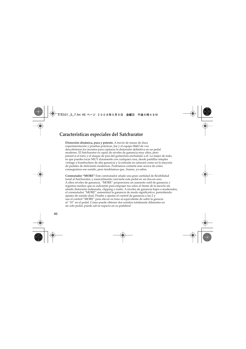 Caracteristicas especiales del satchurator | Vox Satchurator User Manual | Page 46 / 68