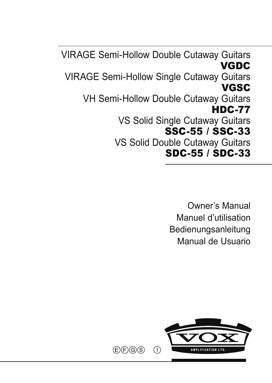 Vox VIRAGE VGSC User Manual | 43 pages