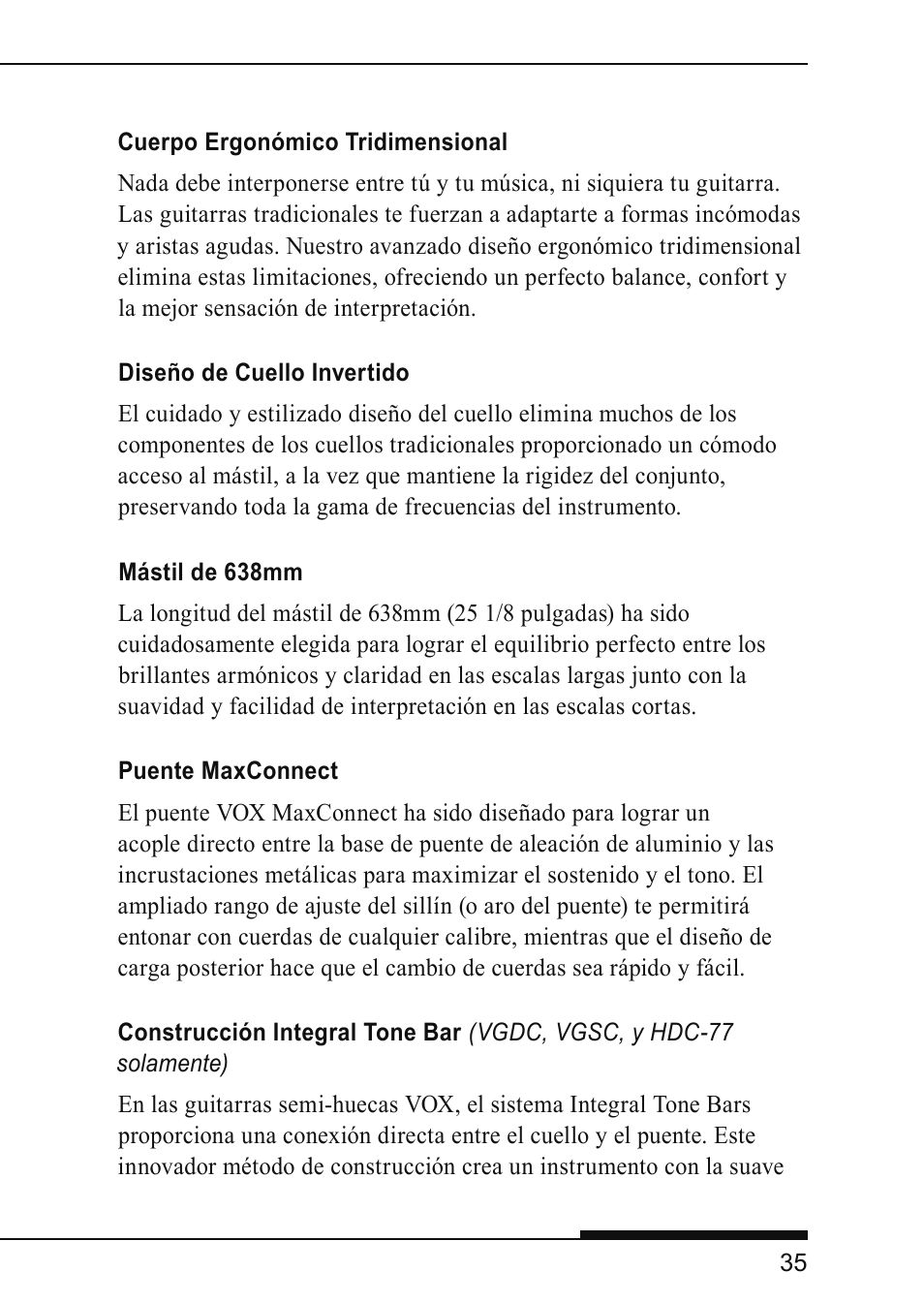 Vox VIRAGE VGSC User Manual | Page 37 / 43