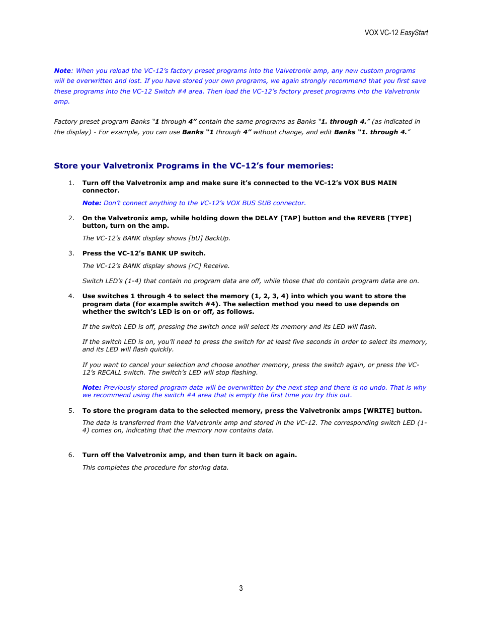 Vox Vc12 User Manual | Page 3 / 6