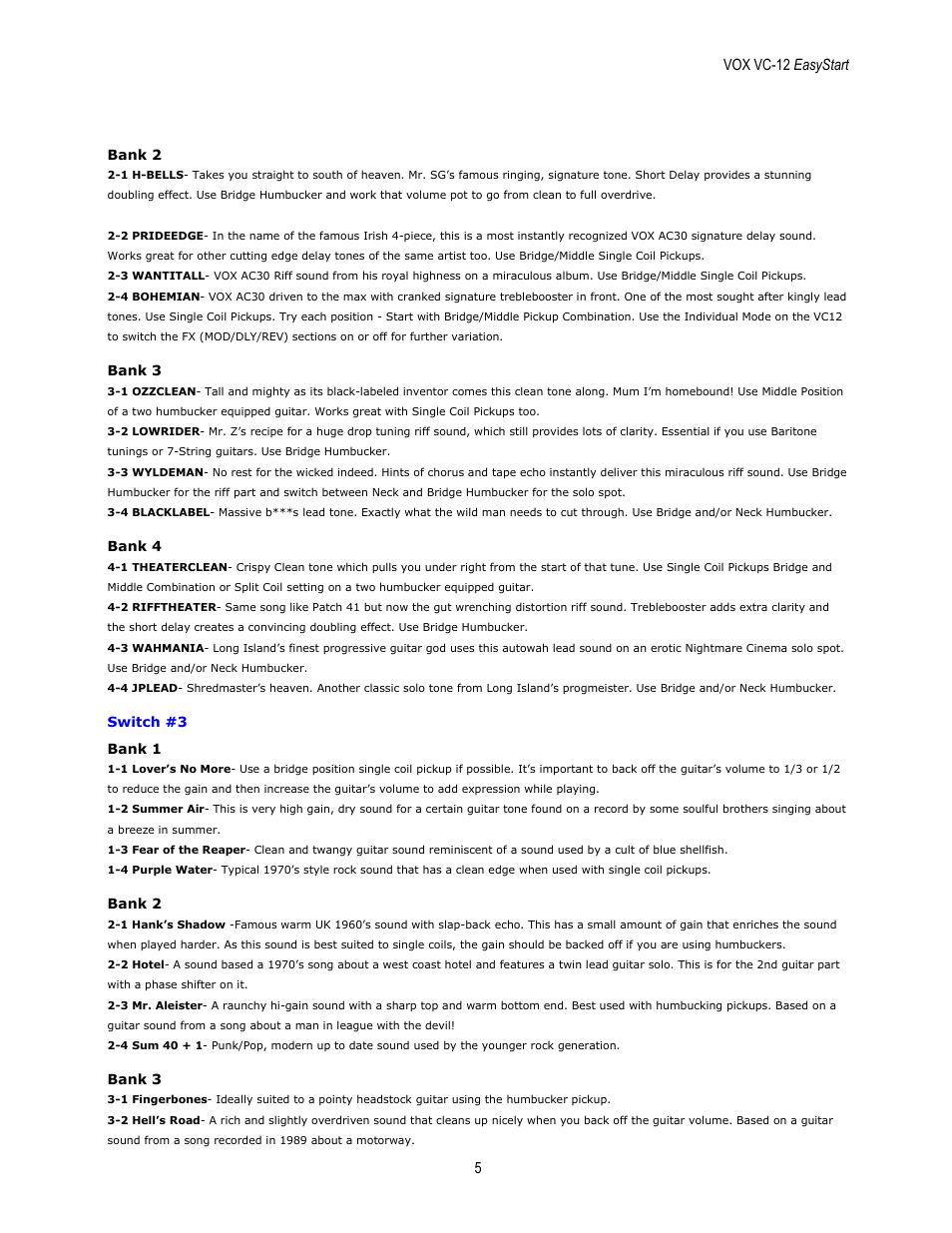 Vox vc-12 easystart | Vox Vc12 User Manual | Page 5 / 6