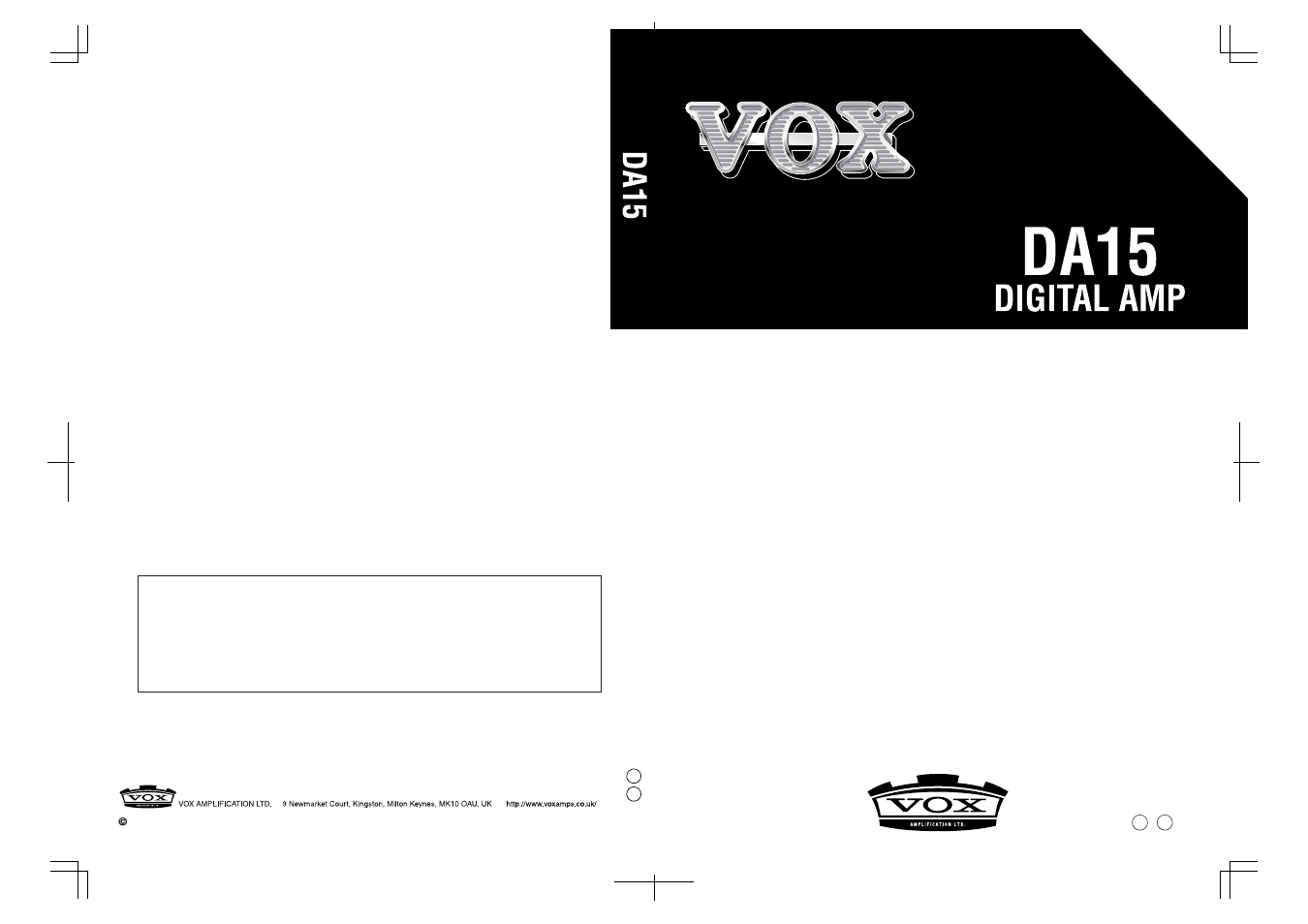 Owner’s manual | Vox DA15 User Manual | Page 28 / 28