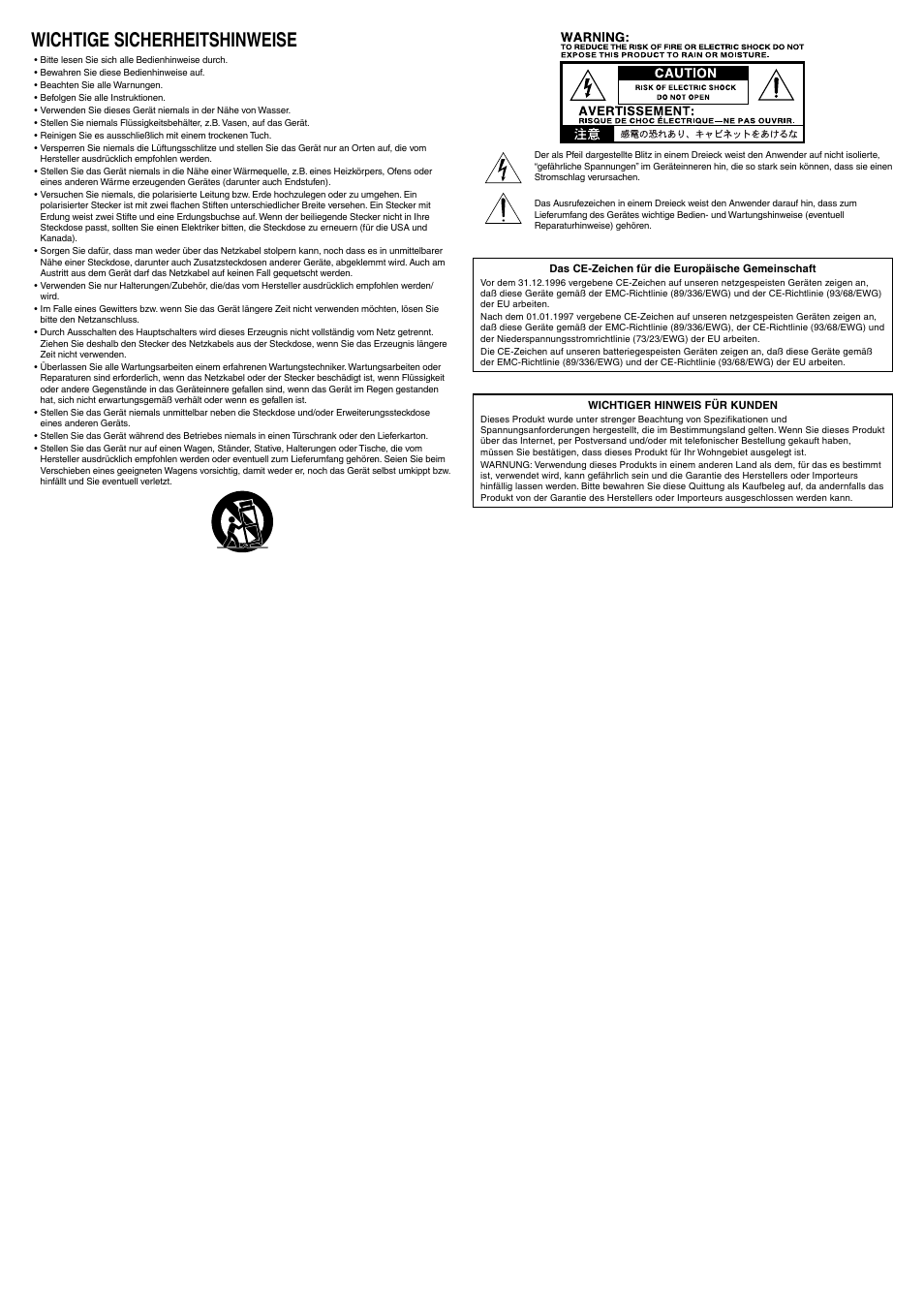 Wichtige sicherheitshinweise | Vox T-15 User Manual | Page 3 / 4