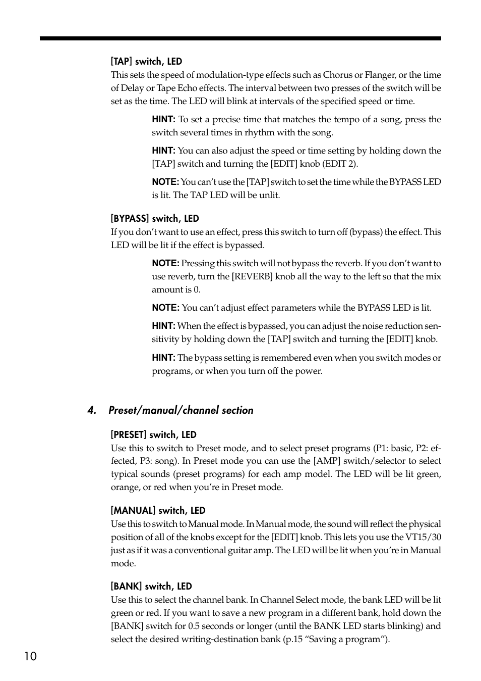 Vox Valvetronix Amp VT15 User Manual | Page 10 / 28