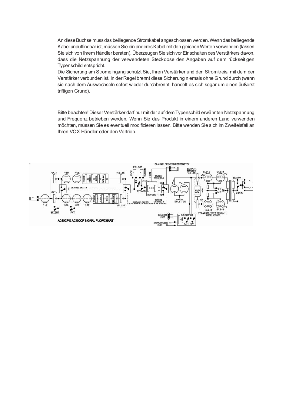Mains input & sicherung | Vox Classic Plus AC50 User Manual | Page 26 / 37