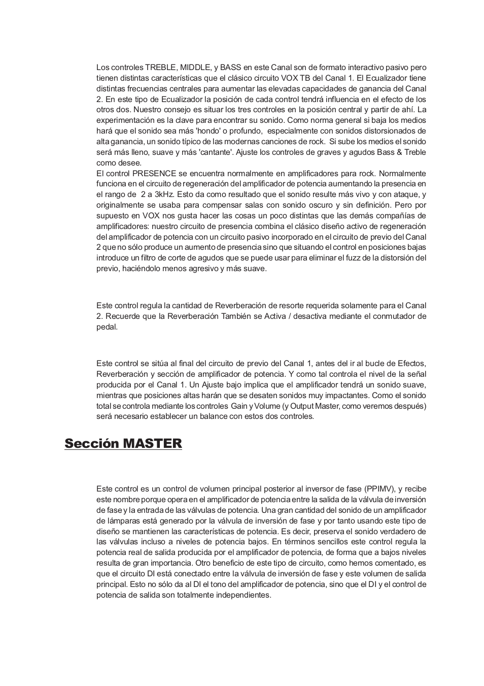 Sección master | Vox Classic Plus AC50 User Manual | Page 32 / 37