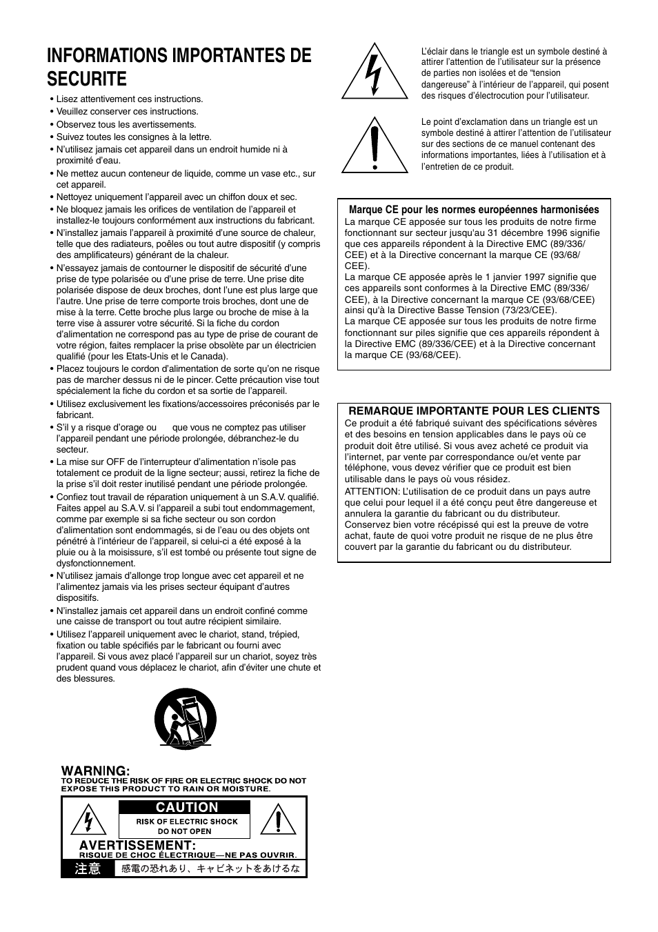 Informations importantes de securite | Vox PATHFINDER 10 User Manual | Page 6 / 9