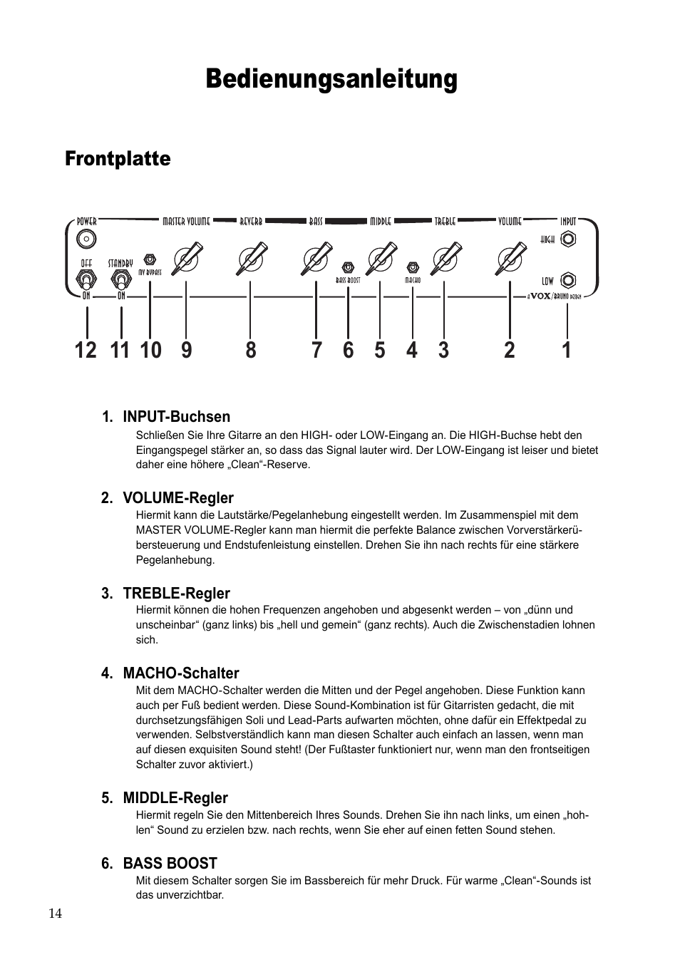 Bedienungsanleitung | Vox TB35C1 User Manual | Page 14 / 22