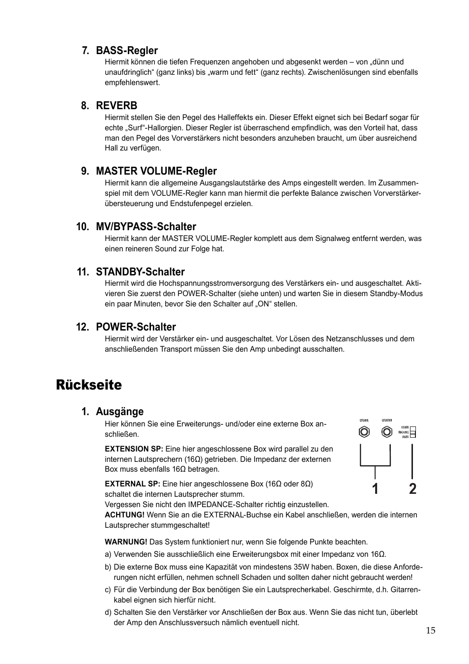 Rückseite | Vox TB35C1 User Manual | Page 15 / 22