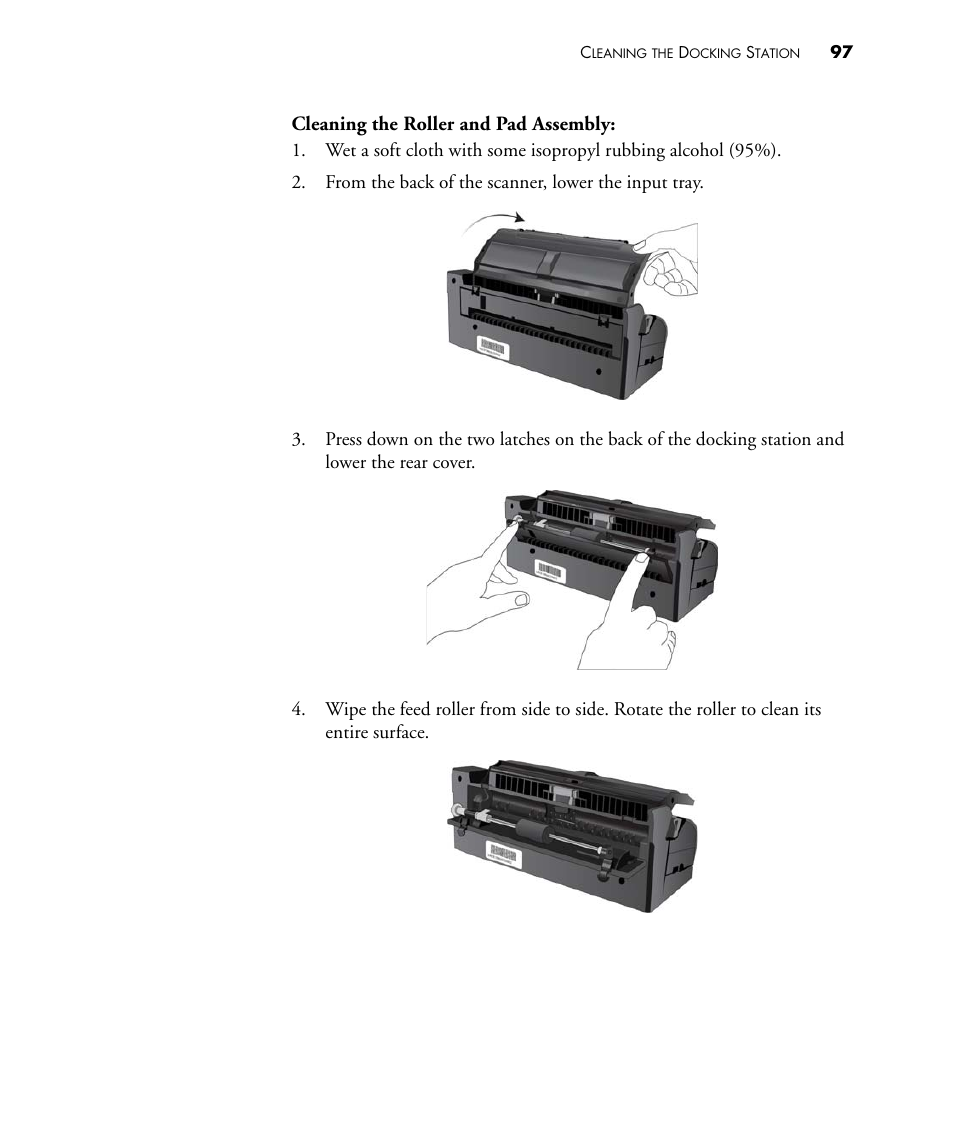 Cleaning the roller and pad assembly | Visioneer STROBE 500 User Manual | Page 104 / 122