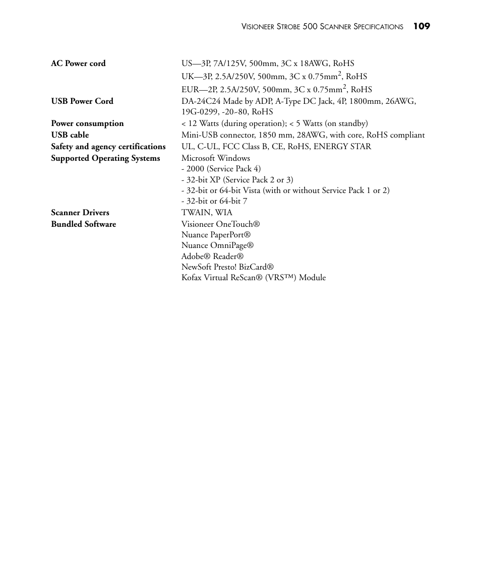 Visioneer STROBE 500 User Manual | Page 116 / 122