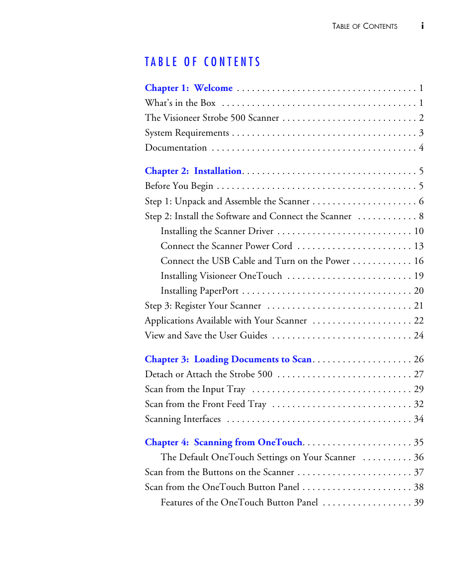 Visioneer STROBE 500 User Manual | Page 4 / 122