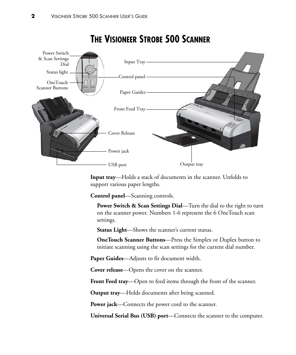 The visioneer strobe 500 scanner, 500 s, Isioneer | Trobe, Canner | Visioneer STROBE 500 User Manual | Page 9 / 122