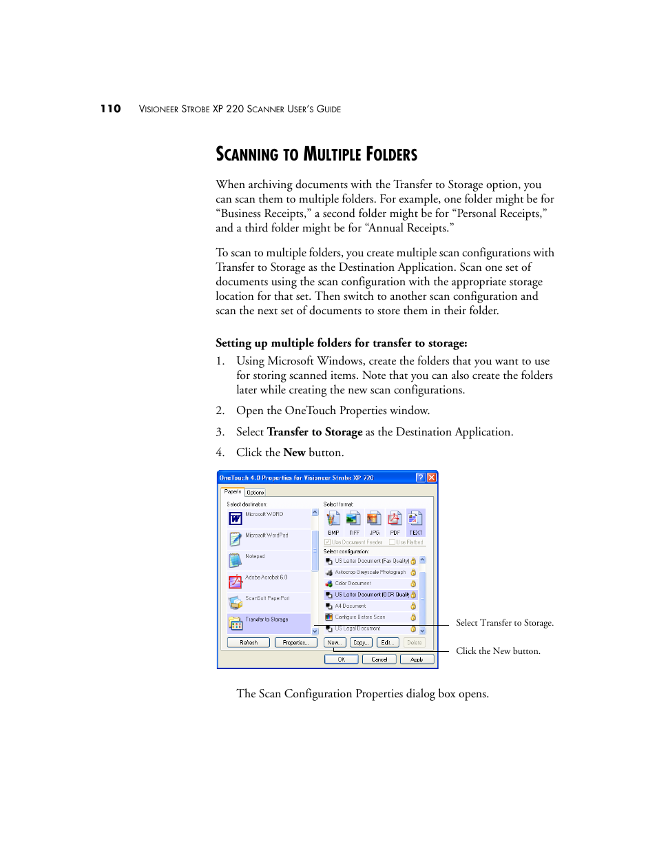 Scanning to multiple folders, Canning, Ultiple | Olders | Visioneer XP220 User Manual | Page 117 / 172