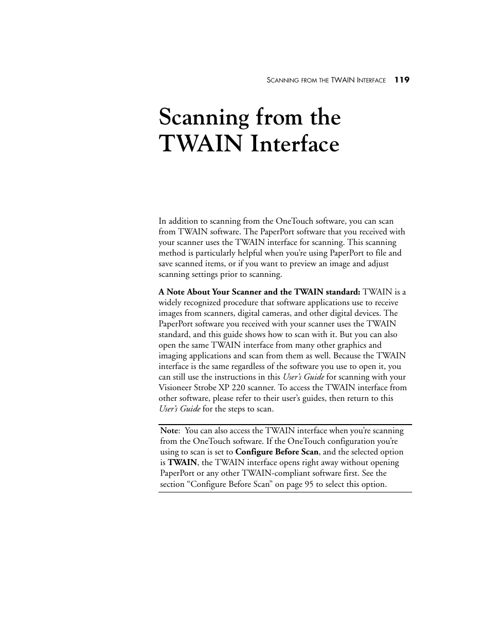 Scanning from the twain interface, Twain i | Visioneer XP220 User Manual | Page 126 / 172