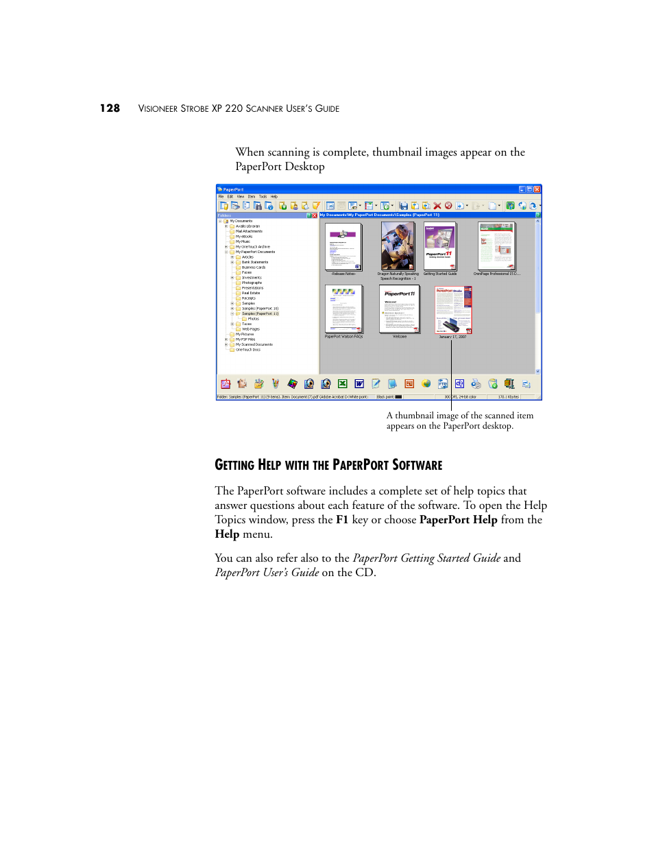 Getting help with the paperport software | Visioneer XP220 User Manual | Page 135 / 172