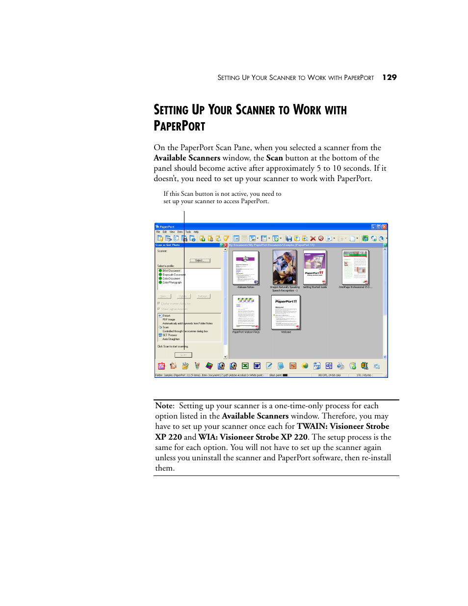 Setting up your scanner to work with paperport | Visioneer XP220 User Manual | Page 136 / 172